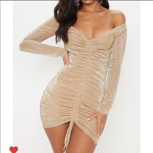 PLT Gold Ruched Dress